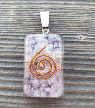 Load image into Gallery viewer, ORGONE LEPIDOLITE Gemstone Rectangle Pendant Orgone (One)