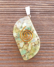 Load image into Gallery viewer, ORGONE CHRYSOPRASE Gemstone Eye Shaped Pendant Orgone (One)