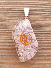 Load image into Gallery viewer, ORGONE LEPIDOLITE Gemstone Eye Shaped Pendant Orgone (One)