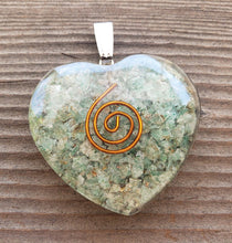 Load image into Gallery viewer, ORGONE GREEN AVENTURINE Gemstone Heart Shaped Pendant Orgone (One)