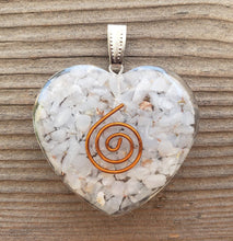 Load image into Gallery viewer, ORGONE ANGELITE Gemstone Heart Shaped Pendant Orgone (One)