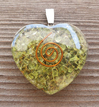 Load image into Gallery viewer, ORGONE PERIDOT Gemstone Heart Shaped Pendant Orgone (One)