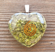 Load image into Gallery viewer, ORGONE PERIDOT Gemstone Heart Shaped Pendant Orgone (One)