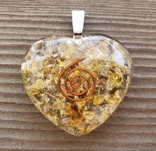 Load image into Gallery viewer, ORGONE CITRINE Gemstone Heart Shaped Pendant Orgone (One)