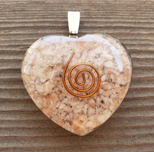 Load image into Gallery viewer, ORGONE SUNSTONE Gemstone Heart Shaped Pendant Orgone (One)