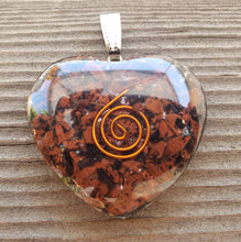 Load image into Gallery viewer, ORGONE MAHOGANY OBSIDIAN Gemstone Heart Shaped Pendant Orgone (One)
