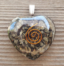 Load image into Gallery viewer, ORGONE PYRITE Gemstone Heart Shaped Pendant Orgone (One)