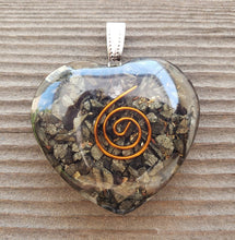 Load image into Gallery viewer, ORGONE PYRITE Gemstone Heart Shaped Pendant Orgone (One)