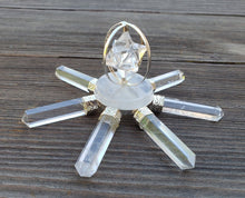 Load image into Gallery viewer, FULL CLEAR QUARTZ Spinning Merkaba Energy Generator Natural Gemstone