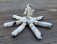 Load image into Gallery viewer, FULL RAINBOW MOONSTONE Spinning Merkaba Energy Generator Natural Gemstone