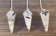 Load image into Gallery viewer, TOURMALATED QUARTZ Natural Stone Gemstone Faceted Pendulum