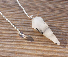 Load image into Gallery viewer, TOURMALATED QUARTZ Natural Stone Gemstone Faceted Pendulum