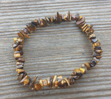 Load image into Gallery viewer, TIGER EYE Natural Stone Gemstone Stretchy Chip Bracelet