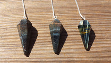 Load image into Gallery viewer, BLUE TIGER EYE Natural Stone Gemstone Faceted Pendulum