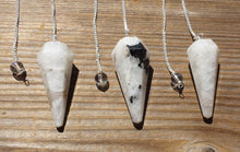 Load image into Gallery viewer, RAINBOW MOONSTONE Natural Stone Gemstone Faceted Pendulum
