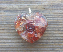 Load image into Gallery viewer, ORGONE CARNELIAN Gemstone Heart Shaped Pendant Orgone (One)