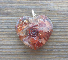 Load image into Gallery viewer, ORGONE CARNELIAN Gemstone Heart Shaped Pendant Orgone (One)