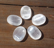 Load image into Gallery viewer, SELENITE Worry Stone Natural Stone Hand Carved Gemstone Worry Stone