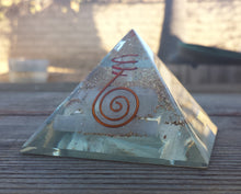 Load image into Gallery viewer, Large (50-55mm) SELENITE Orgone Gemstone Pyramid Large Pyramid Orgone