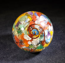 Load image into Gallery viewer, MEDIUM (40-50mm) 7 CHAKRA Mixed Stone Orgone Gemstone Sphere Orgone Sphere