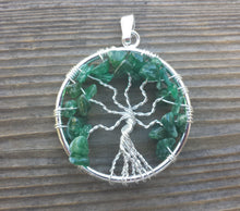 Load image into Gallery viewer, JADE Tree Of Life Wire Wrapped Pendant Stone Natural Gemstone