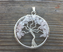 Load image into Gallery viewer, ROSE QUARTZ Tree Of Life Wire Wrapped Pendant Stone Natural Gemstone
