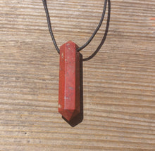 Load image into Gallery viewer, RED JASPER Crystal Point Pendant Witth Adjustable Cord Stone Natural Gemstone