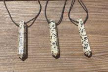 Load image into Gallery viewer, DALMATIAN JASPER Crystal Point Pendant Witth Adjustable Cord Stone Natural Gemstone