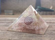 Load image into Gallery viewer, LARGE (50-55mm) ROSE QUARTZ Orgone Gemstone Pyramid Large Pyramid Orgone