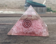 Load image into Gallery viewer, Extra Large (70-75mm) ROSE QUARTZ Orgone Gemstone Pyramid X-Large Pyramid Orgone