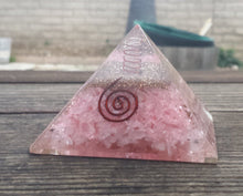 Load image into Gallery viewer, Extra Large (70-75mm) ROSE QUARTZ Orgone Gemstone Pyramid X-Large Pyramid Orgone