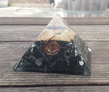 Load image into Gallery viewer, Extra Large (70-75mm) BLACK TOURMALINE Orgone Gemstone Pyramid X-Large Pyramid Orgone