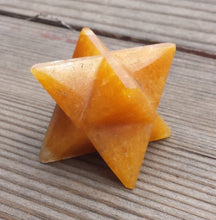 Load image into Gallery viewer, Large (50mm) GOLDEN QUARTZ Natural Gemstone Merkaba Star (One)