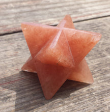 Load image into Gallery viewer, Large (50mm) PEACH AVENTURINE Natural Gemstone Merkaba Star (One)