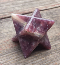 Load image into Gallery viewer, Large (50mm) LEPIDOLITE Natural Gemstone Merkaba Star (One)