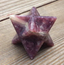 Load image into Gallery viewer, Large (50mm) LEPIDOLITE Natural Gemstone Merkaba Star (One)