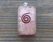 Load image into Gallery viewer, ORGONE ROSE QUARTZ Gemstone Rectangle Pendant Orgone (One)