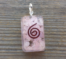Load image into Gallery viewer, ORGONE ROSE QUARTZ Gemstone Rectangle Pendant Orgone (One)