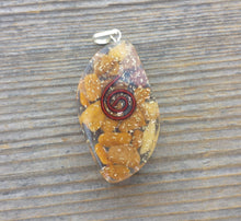Load image into Gallery viewer, ORGONE YELLOW JASPER Gemstone Eye Shaped Pendant Orgone (One)