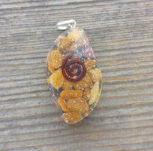 Load image into Gallery viewer, ORGONE YELLOW JASPER Gemstone Eye Shaped Pendant Orgone (One)