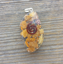 Load image into Gallery viewer, ORGONE YELLOW JASPER Gemstone Eye Shaped Pendant Orgone (One)