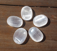 Load image into Gallery viewer, SELENITE Worry Stone Natural Stone Hand Carved Gemstone Worry Stone