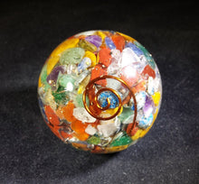 Load image into Gallery viewer, MEDIUM (40-50mm) 7 CHAKRA Mixed Stone Orgone Gemstone Sphere Orgone Sphere