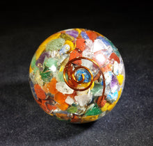 Load image into Gallery viewer, MEDIUM (40-50mm) 7 CHAKRA Mixed Stone Orgone Gemstone Sphere Orgone Sphere