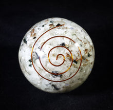 Load image into Gallery viewer, Large (60-70mm) RAINBOW MOONSTONE Orgone Gemstone Sphere Orgone Sphere