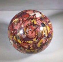 Load image into Gallery viewer, LARGE (60-70mm) MOOKAITE JASPER Orgone Gemstone Sphere Orgone Sphere