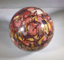 Load image into Gallery viewer, LARGE (60-70mm) MOOKAITE JASPER Orgone Gemstone Sphere Orgone Sphere