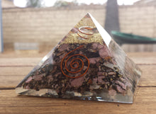 Load image into Gallery viewer, Extra Large (70-75mm) RHODONITE Orgone Gemstone Pyramid X-Large Pyramid Orgone