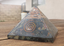 Load image into Gallery viewer, Extra Large (70-75mm) BLUE TIGER EYE Orgone Gemstone Pyramid X-Large Pyramid Orgone