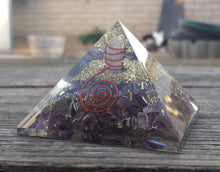 Load image into Gallery viewer, Extra Large (70-75mm) AMETHYST Orgone Gemstone Pyramid X-Large Pyramid Orgone